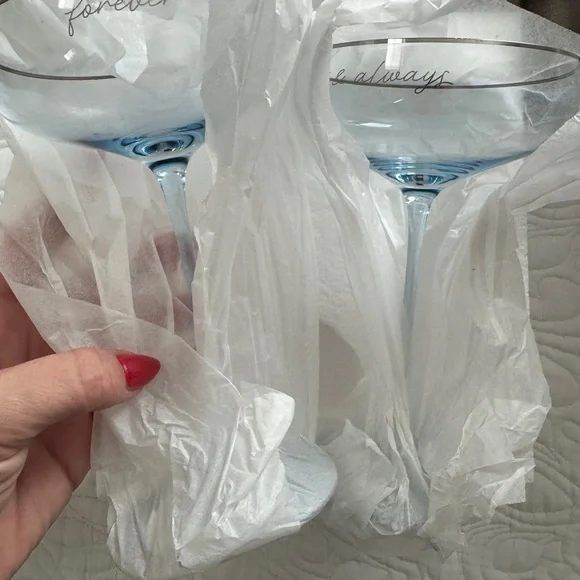 NEW Anthropologie x Cin Cin Forever & Always Coupe Glasses, Set of 2, Blue - Picture 4 of 7